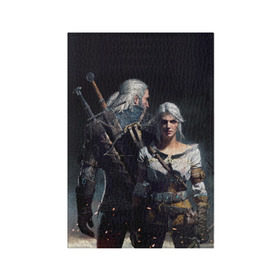 Обложка для паспорта матовая кожа с принтом Geralt and Ciri в Санкт-Петербурге, натуральная матовая кожа | размер 19,3 х 13,7 см; прозрачные пластиковые крепления | ciri | gerald | roach | wild hunt | witcher | ведьмак | ведьмы | геральд | дикая охота | йен | йеннифер | плотва | цири