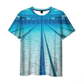 Мужская футболка 3D с принтом Бассейн в Санкт-Петербурге, 100% полиэфир | прямой крой, круглый вырез горловины, длина до линии бедер | плавание | спорт