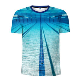 Мужская футболка 3D спортивная с принтом Бассейн в Санкт-Петербурге, 100% полиэстер с улучшенными характеристиками | приталенный силуэт, круглая горловина, широкие плечи, сужается к линии бедра | Тематика изображения на принте: плавание | спорт