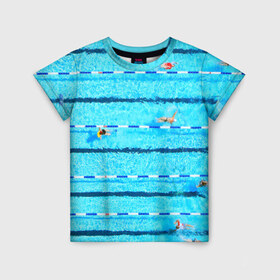 Детская футболка 3D с принтом Бассейн в Санкт-Петербурге, 100% гипоаллергенный полиэфир | прямой крой, круглый вырез горловины, длина до линии бедер, чуть спущенное плечо, ткань немного тянется | плавание | спорт