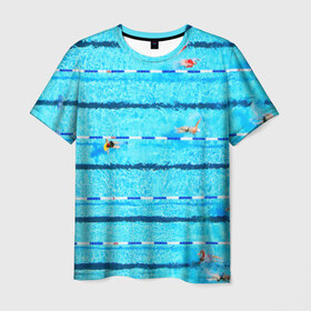 Мужская футболка 3D с принтом Бассейн в Санкт-Петербурге, 100% полиэфир | прямой крой, круглый вырез горловины, длина до линии бедер | плавание | спорт