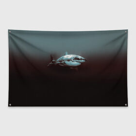 Флаг-баннер с принтом Акула в Санкт-Петербурге, 100% полиэстер | размер 67 х 109 см, плотность ткани — 95 г/м2; по краям флага есть четыре люверса для крепления | акула | море | хищник