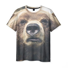 Мужская футболка 3D с принтом Русский медведь в Санкт-Петербурге, 100% полиэфир | прямой крой, круглый вырез горловины, длина до линии бедер | Тематика изображения на принте: медведь | россия | русский | символ | ссср
