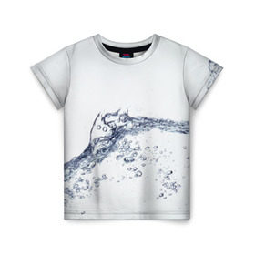Детская футболка 3D с принтом Белая вода в Санкт-Петербурге, 100% гипоаллергенный полиэфир | прямой крой, круглый вырез горловины, длина до линии бедер, чуть спущенное плечо, ткань немного тянется | Тематика изображения на принте: вода | волна | жидкость | пузырьки