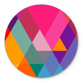 Коврик круглый с принтом Разноцветные полигоны в Санкт-Петербурге, резина и полиэстер | круглая форма, изображение наносится на всю лицевую часть | абстракция | полигон | ромб | узор | фон | цвет