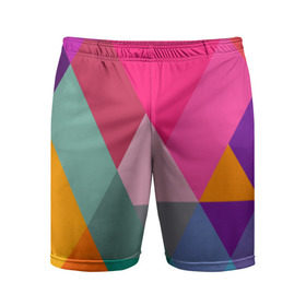 Мужские шорты 3D спортивные с принтом Разноцветные полигоны в Санкт-Петербурге,  |  | абстракция | полигон | ромб | узор | фон | цвет