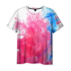Мужская футболка 3D с принтом Взрыв красок в Санкт-Петербурге, 100% полиэфир | прямой крой, круглый вырез горловины, длина до линии бедер | краски | розовый | яркий