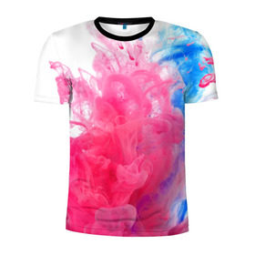 Мужская футболка 3D спортивная с принтом Взрыв красок в Санкт-Петербурге, 100% полиэстер с улучшенными характеристиками | приталенный силуэт, круглая горловина, широкие плечи, сужается к линии бедра | Тематика изображения на принте: краски | розовый | яркий