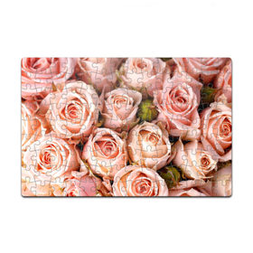 Пазл магнитный 126 элементов с принтом Розовые розы в Санкт-Петербурге, полимерный материал с магнитным слоем | 126 деталей, размер изделия —  180*270 мм | Тематика изображения на принте: букет | природа | розы | цветок | цветы