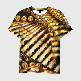 Мужская футболка 3D с принтом Золотые патроны в Санкт-Петербурге, 100% полиэфир | прямой крой, круглый вырез горловины, длина до линии бедер | Тематика изображения на принте: война | гильза | золото | оружие | патрон | пуля