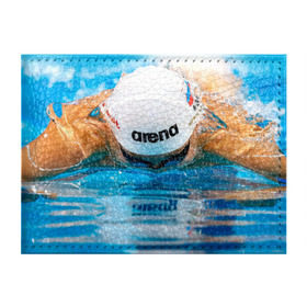 Обложка для студенческого билета с принтом Пловец в Санкт-Петербурге, натуральная кожа | Размер: 11*8 см; Печать на всей внешней стороне | плавание | спорт