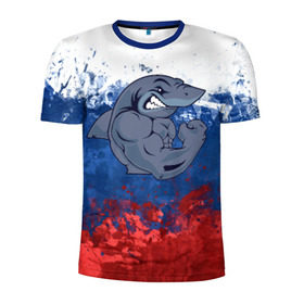 Мужская футболка 3D спортивная с принтом Акула в Санкт-Петербурге, 100% полиэстер с улучшенными характеристиками | приталенный силуэт, круглая горловина, широкие плечи, сужается к линии бедра | плавание | россия | русский | спорт