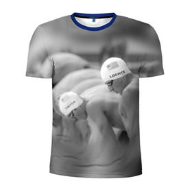 Мужская футболка 3D спортивная с принтом Пловцы в Санкт-Петербурге, 100% полиэстер с улучшенными характеристиками | приталенный силуэт, круглая горловина, широкие плечи, сужается к линии бедра | плавание | спорт