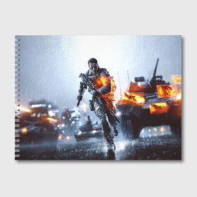 Альбом для рисования с принтом Battlefield Multiplayer в Санкт-Петербурге, 100% бумага
 | матовая бумага, плотность 200 мг. | Тематика изображения на принте: battlefield | армия | бой | война | игра | солдат