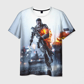 Мужская футболка 3D с принтом Battlefield Multiplayer в Санкт-Петербурге, 100% полиэфир | прямой крой, круглый вырез горловины, длина до линии бедер | Тематика изображения на принте: battlefield | армия | бой | война | игра | солдат