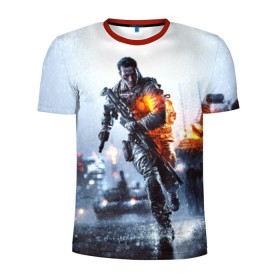 Мужская футболка 3D спортивная с принтом Battlefield Multiplayer в Санкт-Петербурге, 100% полиэстер с улучшенными характеристиками | приталенный силуэт, круглая горловина, широкие плечи, сужается к линии бедра | Тематика изображения на принте: battlefield | армия | бой | война | игра | солдат