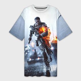 Платье-футболка 3D с принтом Battlefield Multiplayer в Санкт-Петербурге,  |  | battlefield | армия | бой | война | игра | солдат