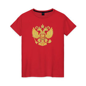 Женская футболка хлопок с принтом Двуглавый в Санкт-Петербурге, 100% хлопок | прямой крой, круглый вырез горловины, длина до линии бедер, слегка спущенное плечо | герб | орел