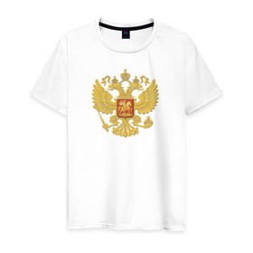 Мужская футболка хлопок с принтом Двуглавый в Санкт-Петербурге, 100% хлопок | прямой крой, круглый вырез горловины, длина до линии бедер, слегка спущенное плечо. | герб | орел