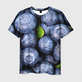 Мужская футболка 3D с принтом Черника в Санкт-Петербурге, 100% полиэфир | прямой крой, круглый вырез горловины, длина до линии бедер | дерево | куст | природа | черника | ягода