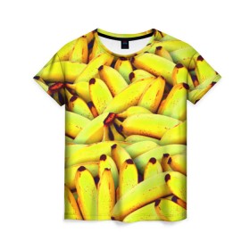 Женская футболка 3D с принтом Банана в Санкт-Петербурге, 100% полиэфир ( синтетическое хлопкоподобное полотно) | прямой крой, круглый вырез горловины, длина до линии бедер | бананы | еда | желтые | популярные | прикольные | фрукты
