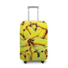 Чехол для чемодана 3D с принтом Банана в Санкт-Петербурге, 86% полиэфир, 14% спандекс | двустороннее нанесение принта, прорези для ручек и колес | бананы | еда | желтые | популярные | прикольные | фрукты