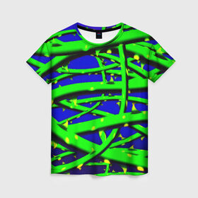 Женская футболка 3D с принтом Шипы в Санкт-Петербурге, 100% полиэфир ( синтетическое хлопкоподобное полотно) | прямой крой, круглый вырез горловины, длина до линии бедер | колючки | растения | шипы | яркий