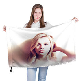 Флаг 3D с принтом Хлоя Грейс Морец в Санкт-Петербурге, 100% полиэстер | плотность ткани — 95 г/м2, размер — 67 х 109 см. Принт наносится с одной стороны | chloe | moretz | волна | кино | пипец