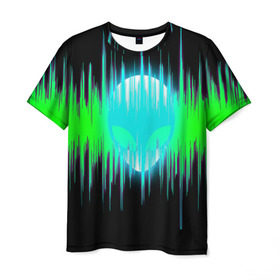 Мужская футболка 3D с принтом Alien в Санкт-Петербурге, 100% полиэфир | прямой крой, круглый вырез горловины, длина до линии бедер | alien | звук | инопланетянин | клуб | музыка | пришелец