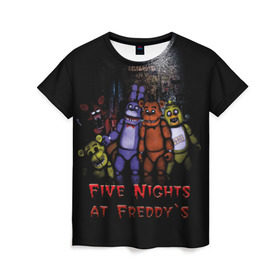 Женская футболка 3D с принтом Five Nights At Freddy`s в Санкт-Петербурге, 100% полиэфир ( синтетическое хлопкоподобное полотно) | прямой крой, круглый вырез горловины, длина до линии бедер | five nights at freddys | five nights at freddys по мотивам игрыfreddy | игры | мишка | фнаф | фредди