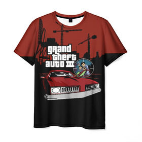 Мужская футболка 3D с принтом GTA 3 в Санкт-Петербурге, 100% полиэфир | прямой крой, круглый вырез горловины, длина до линии бедер | auto | grand | gta | theft | гта | игра