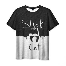 Мужская футболка 3D с принтом Black cat в Санкт-Петербурге, 100% полиэфир | прямой крой, круглый вырез горловины, длина до линии бедер | черный кот