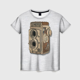 Женская футболка 3D с принтом Фотоаппарат в Санкт-Петербурге, 100% полиэфир ( синтетическое хлопкоподобное полотно) | прямой крой, круглый вырез горловины, длина до линии бедер | camera | зеркалка | камера | фотик | фото | фотоаппарат | фотографировать