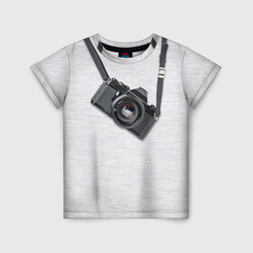 Детская футболка 3D с принтом Фотоаппарат на груди в Санкт-Петербурге, 100% гипоаллергенный полиэфир | прямой крой, круглый вырез горловины, длина до линии бедер, чуть спущенное плечо, ткань немного тянется | camera | зеркалка | камера | фотик | фото | фотоаппарат | фотографировать