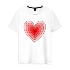 Мужская футболка хлопок с принтом Сердце-мишень в Санкт-Петербурге, 100% хлопок | прямой крой, круглый вырез горловины, длина до линии бедер, слегка спущенное плечо. | 14 февраля | любовь | мишень | сердце