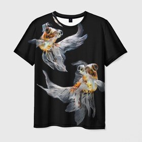 Мужская футболка 3D с принтом Бойцовая рыбка в Санкт-Петербурге, 100% полиэфир | прямой крой, круглый вырез горловины, длина до линии бедер | аквариумная | бойцовая | красивый | плавники | рыба | рыбка | хвост | япаонская