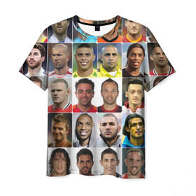 Мужская футболка 3D с принтом Великие футболисты в Санкт-Петербурге, 100% полиэфир | прямой крой, круглый вырез горловины, длина до линии бедер | великие | звёзды | знаменитости | игроки | легендарные | лучшие | самые крутые | футбол | футболисты | элита