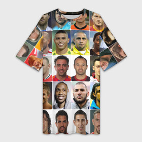 Платье-футболка 3D с принтом Великие футболисты в Санкт-Петербурге,  |  | великие | звёзды | знаменитости | игроки | легендарные | лучшие | самые крутые | футбол | футболисты | элита