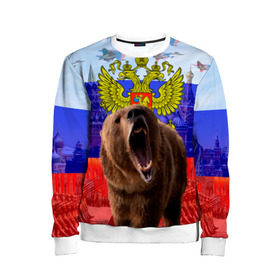 Детский свитшот 3D с принтом Русский медведь и герб в Санкт-Петербурге, 100% полиэстер | свободная посадка, прямой крой, мягкая тканевая резинка на рукавах и понизу свитшота | герб | медведь | россия | русский | русский медведь