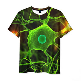 Мужская футболка 3D с принтом Нейрон в Санкт-Петербурге, 100% полиэфир | прямой крой, круглый вырез горловины, длина до линии бедер | клетка