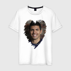Мужская футболка хлопок с принтом Серхио Агуэро - лучший в Санкт-Петербурге, 100% хлопок | прямой крой, круглый вырез горловины, длина до линии бедер, слегка спущенное плечо. | 