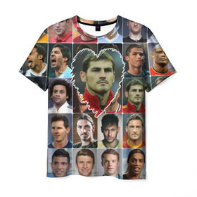 Мужская футболка 3D с принтом Икер Касильяс - лучший в Санкт-Петербурге, 100% полиэфир | прямой крой, круглый вырез горловины, длина до линии бедер | iker casillas | вратарь | икер касильяс | испания | лучшие футболисты | любимый игрок | мой любимец | самый крутой | сердце | футбол | я люблю