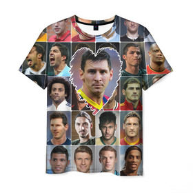 Мужская футболка 3D с принтом Лионель Месси - лучший в Санкт-Петербурге, 100% полиэфир | прямой крой, круглый вырез горловины, длина до линии бедер | Тематика изображения на принте: lionel messi | аргентина | барса | барселона | золотой мяч | лионель месси | лучшие футболисты | любимый игрок | мой любимец | самый крутой | сердце | футбол | я люблю