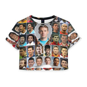 Женская футболка 3D укороченная с принтом Мануэль Нойер - лучший в Санкт-Петербурге, 100% полиэстер | круглая горловина, длина футболки до линии талии, рукава с отворотами | manuel neuer | бавария | германия | лучшие футболисты | любимый игрок | мануэль нойер | самый крутой | я люблю
