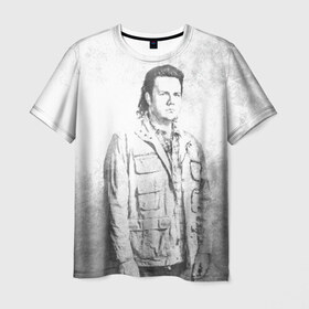 Мужская футболка 3D с принтом Юджин в Санкт-Петербурге, 100% полиэфир | прямой крой, круглый вырез горловины, длина до линии бедер | walking dead | зомби | мертвецы | сериал | ходячие