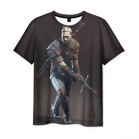 Мужская футболка 3D с принтом Witcher 3 в Санкт-Петербурге, 100% полиэфир | прямой крой, круглый вырез горловины, длина до линии бедер | gerald | wild hunt | witcher | ведьмак | геральд | дикая охота