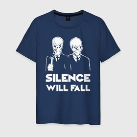 Мужская футболка хлопок с принтом THE SILENCE. в Санкт-Петербурге, 100% хлопок | прямой крой, круглый вырез горловины, длина до линии бедер, слегка спущенное плечо. | doctor who | silence | tardis | доктор кто | тардис | тишина