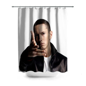 Штора 3D для ванной с принтом Eminem в Санкт-Петербурге, 100% полиэстер | плотность материала — 100 г/м2. Стандартный размер — 146 см х 180 см. По верхнему краю — пластиковые люверсы для креплений. В комплекте 10 пластиковых колец | eminem | music | rap | usa | музыка | рэп | сша | эминем
