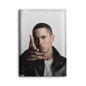 Обложка для автодокументов с принтом Eminem в Санкт-Петербурге, натуральная кожа |  размер 19,9*13 см; внутри 4 больших “конверта” для документов и один маленький отдел — туда идеально встанут права | eminem | music | rap | usa | музыка | рэп | сша | эминем