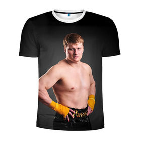 Мужская футболка 3D спортивная с принтом Поветкин в Санкт-Петербурге, 100% полиэстер с улучшенными характеристиками | приталенный силуэт, круглая горловина, широкие плечи, сужается к линии бедра | 